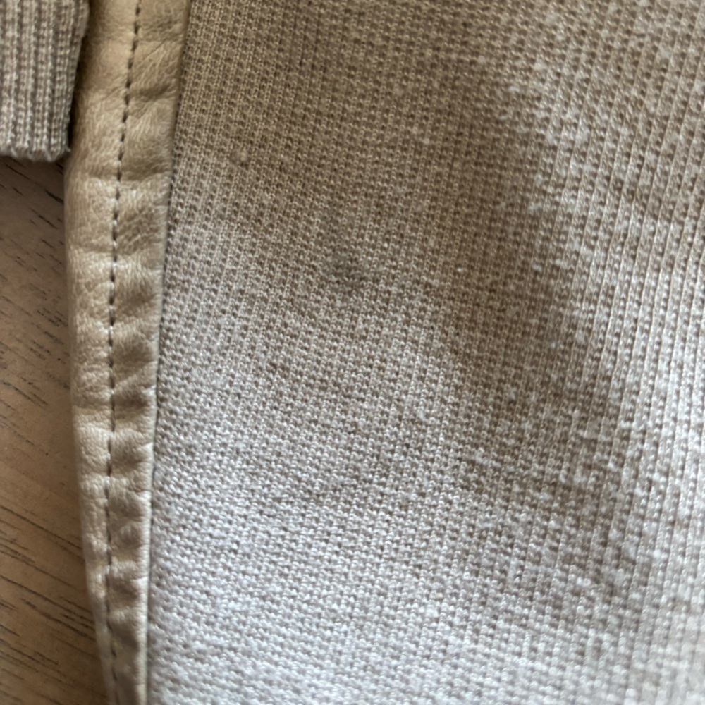 Sebby Collection Faux Leather Moto Jacket Light Taupe Stretch Side Panels Large - Picture 7 of 9